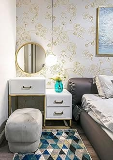 White Gold Rose Wallpaper for Wall Sticker for Home,Office 45x300cm Sticker Wallpaper Peel and Stick Hexagon Removable Self Adhesive Waterproof Wallpaper(Pack of 1)