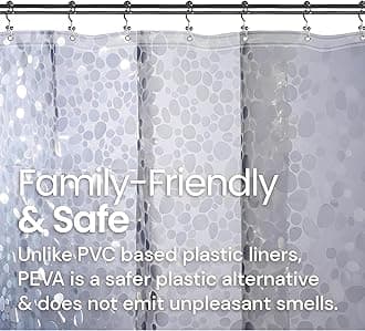 Kuber Industries Shower Curtains for Bathroom | Stone Print Waterproof Curtain | PVC Washroom Curtain | 8 Feet | Transparent