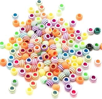 Gxueshan 1000 Pcs Acrylic Rainbow Round Pony Beads - Large Hole Hair & Kandi Beads for Friendship Bracelet Making Kit & Jewelry Making
