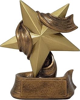 Star Trophy - Gold Star Award - Employee Superstar Recognition - 5 or 7 Inch Tall - Engraved Plate on Request