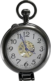 OGLE Waterproof Silver Magnifier Luminous Chain Fob Self Winding Automatic Skeleton Half Hunters Mechanical Pocket Watch