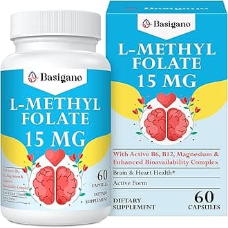 15mg L Methylfolate (5-MTHF)- Active Folic Acid-Enriched with Vitamins B6 and B12-60 Vegetarian Capsules - Non-GMO, Gluten-Free