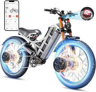 eAhora 2025 Romeo Pro 3/ Pro 2 5600W/ 4000W 46-50MPH Dual Motor Electric Bike for Adults, 80/70Ah/200+ Miles Long Range Electric Bike, 26'' Puncture-Proof Tire, 7-Speed Pedal Assist UL Certificate
