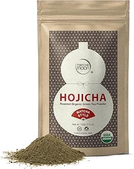 Matcha Moon Organic Hojicha Powder - Roasted Matcha Green Tea - Japanese Hojicha Tea - Unsweetened, Low Caffeine - Roasty Matcha Flavor from Uji Kyoto - 100g Bag for Tea Enthusiasts