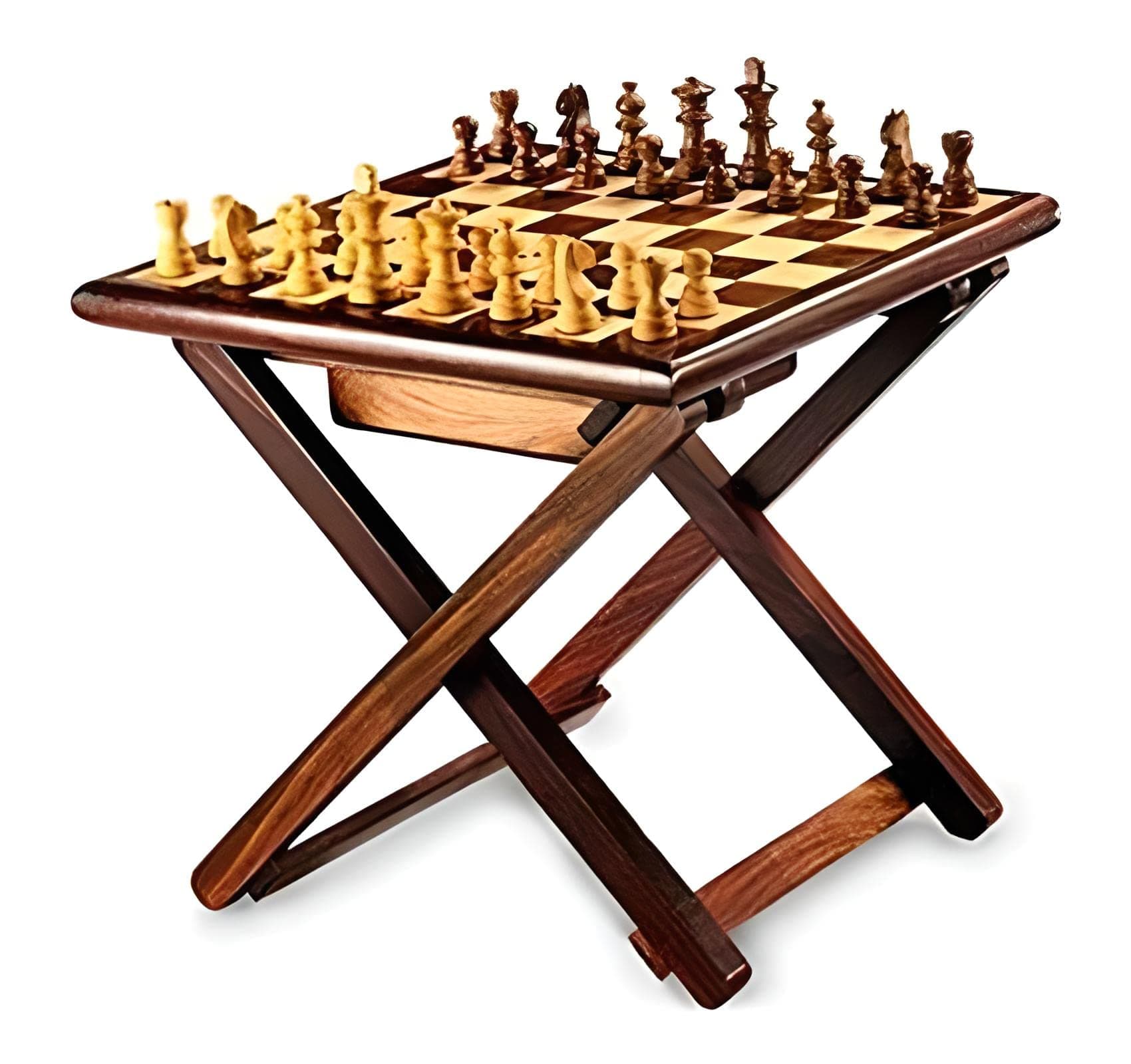 Solid Wooden Chess Table | Wooden Bed Side Coffee Table | Chess Side Table for Bedroom | Night Stand End Table with Foldable Legs for Home (Chessquare Table, 12 Inches)
