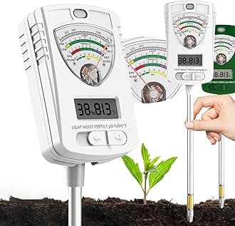 7-in-1 Soil ph Test kit, Soil Tester, Soil Meter of Moisture/Light/Fertility/PH/Soil Temp for House Plants, Soil Hygrometer Moisture Sensor for Indoor & Outdoor, Garden, Farm, Lawn Plant Care