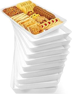 WOWBOX10 pcs Serving Tray for Entertaining, Serving Platters for Snacks, Fruit, Cookies, Dessert, Reusable Plastic Trays for Serving Food and Pantry Organization in Kitchen & for Parties
