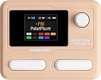 SONICAKE Pocket Master Guitar Bass Amp Modeling IR Cabinets Simulation Multi-Effects with Stereo OTG USB Audio Interface BT Audio 1.77" LCD Color Screen Pink
