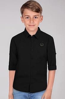 Allen Solly Boys’ Solid Shirt with Badge | Comfortable Fit, Soft Fabric, Ideal for Casual & Occasional Wear
