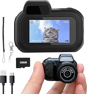 Mini Keychain Camera, Retro Micro with 32GB Card, 1080P Retro Snap Digital Camera 6 Filters,0.96'' HD Tiny Vintage Video Recorder for Travel Study Outdoor Activities