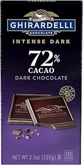 Intense Dark Chocolate Bar, 72% Cacao, Valentine’s Day Chocolate Gifts, 3.5 Oz Bar (Pack of 12)