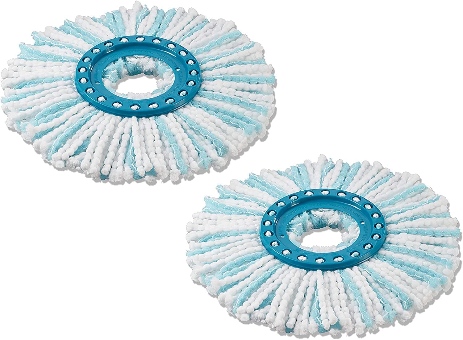 Replacement Mop Head Clean Twist Disc Mop x 2 Pack – Dual Fibre System for Deep Cleaning & Maximum Absorption – Compatible with Clean Twist Systems – Set of 2 – White/Turquoise