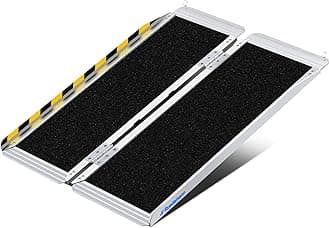 Ruedamann 4'L x 28.1" W,Holds up to 600 lbs,Wheelchair Ramp with Non-Slip Surface,Portable Aluminum Wheelchair Ramp,Folding Ramps for Wheelchairs,Home,Steps,Stairs,Handicaps,Doorways