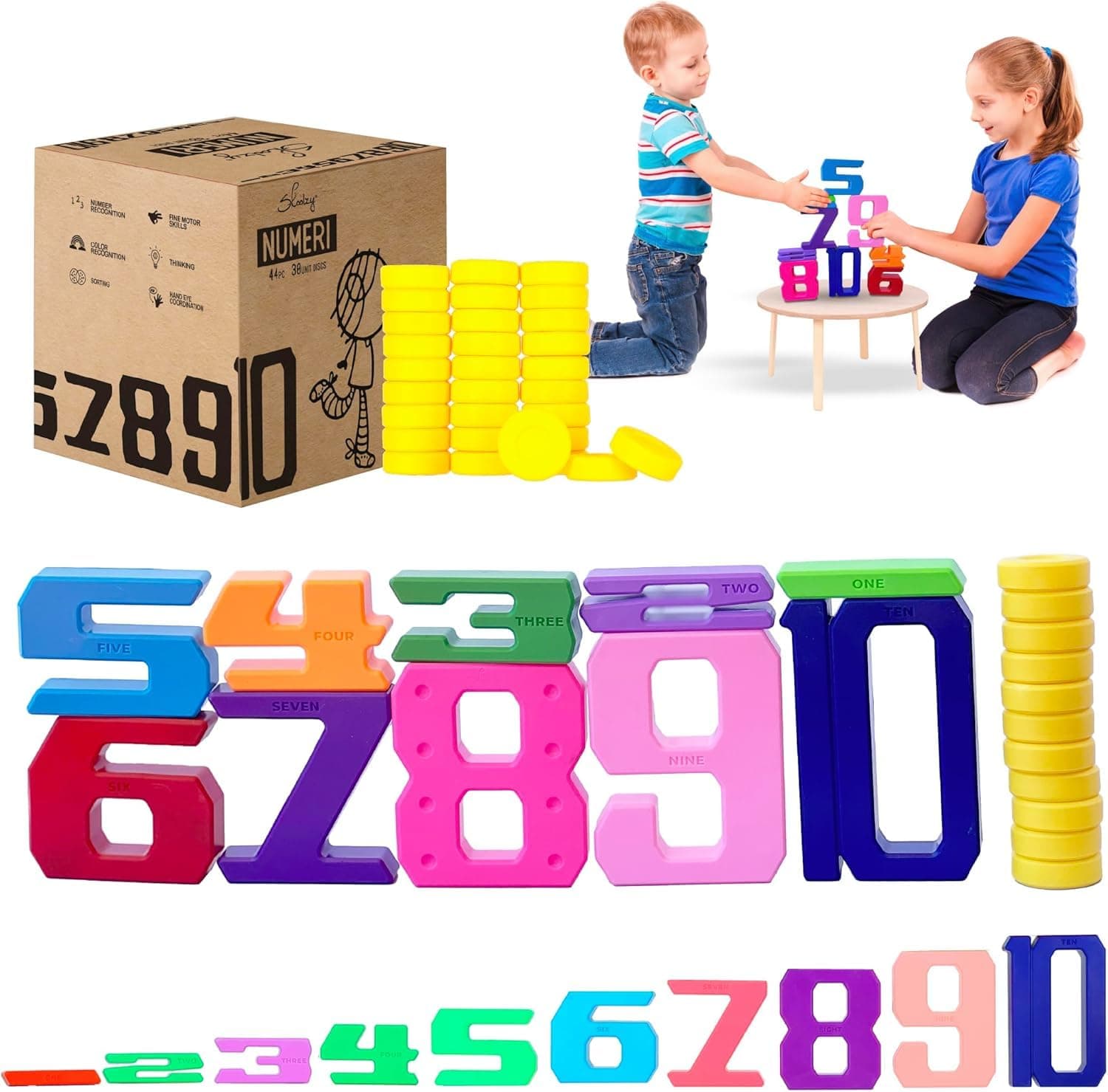 44 Pc Counting Coins & Learning Set – Montessori Math Development Kit for 18 Months+