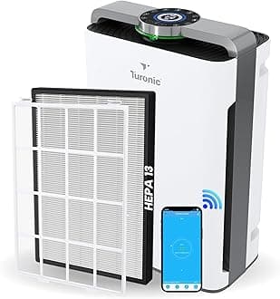 Turonic PH950 Air Purifier and Humidifier Combo for Large Rooms – HEPA, UV, Ionizer, PM2.5 Sensor, Cold Catalyst – Air Purifier for Home Pets with 8 Speeds, App Control, Remote, Filters, Humidifier