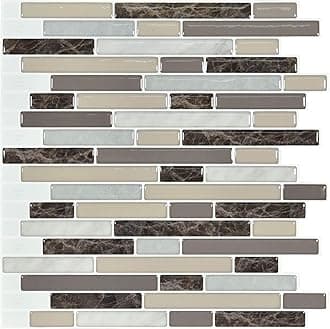 Art3d 10-Piece Stick on Backsplash Tile for Kitchen/Bathroom, 12" x 12" BrownTile
