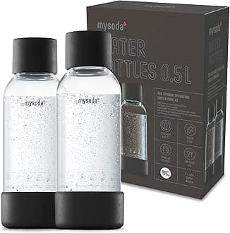 Premium Carbonating Bottles 2pack 0.5L - Our Carbonated Water Bottle is Compatible any brands, Quick-Lock Reusable Bottles, Lid and Base Made of Stainless Steel, BPA Free - Black