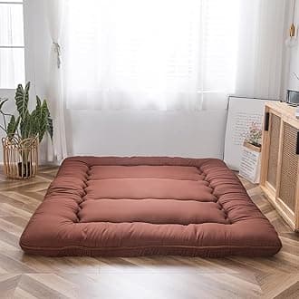 Japanese Floor Mattress Futon Mattress, Thicken Tatami Mat Sleeping Pad Foldable Roll Up Mattress Boys Girls Dormitory Mattress Pad Floor Lounger Bed Couches and Sofas, Coffee, Full