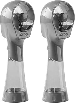 O2COOL 2 Pack Elite Battery Powered Handheld Water Misting Fans (Grey)