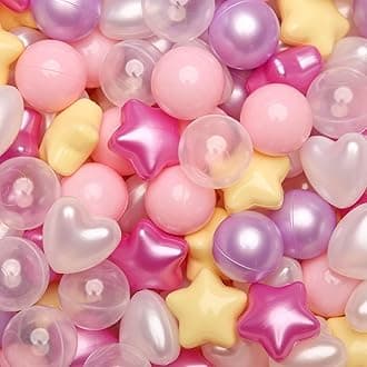 GOGOSO Shape Ball Pits Balls, Star Heart Plastic Play Balls for Toddlers Kids Children, DIY Giant Friendship Bracelet Banner