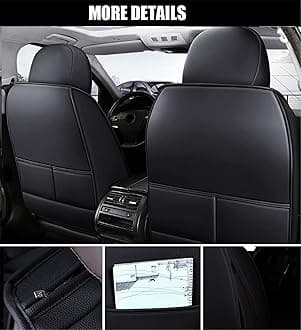 Car Seat Covers Full Set, Super Luxurious Heavy Duty Waterproof Leather Automotive Vehicle Cover for Cars SUV Pick-up Truck, Universal Non-Slip Seat Car Pink Accessories (Full Set/Pink Black)