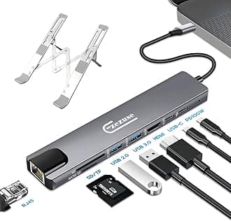USB C Docking Station With Laptop Stand, 8 in 1 Hub With 4K 30Hz HDMI, USB-A 3.0/2.0, 100W USB-C Ports, Ethernet, SD/TF for Dell/Surface/HP/Lenovo Laptops
