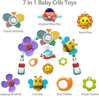 Musical Baby Stroller Arch, Travel Car Seat Toys, Baby Play Arch Crib Accessory, Mobile for Bassinet, Pram Activity Arch Bar for Babies Infants
