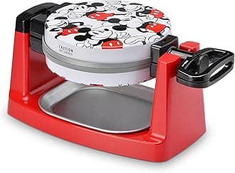 Disney Mickey Mouse Rotating Bubble Waffle Maker by Select Brands - Cute Waffle Maker - With Nonstick Plates & Metal Drip Tray - Makes Single Round Bubble Waffles - Paper Waffle Holders Included