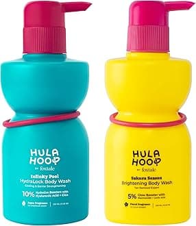 Hula Hoop Body Washes by Foxtale (Pack of 2) | With Lactic Acid, Niacinamide, & Hyaluronic Acid | 6+ hrs Odour Control | For Brightening + Hydration | Long Lasting Fragrance | 250 ml