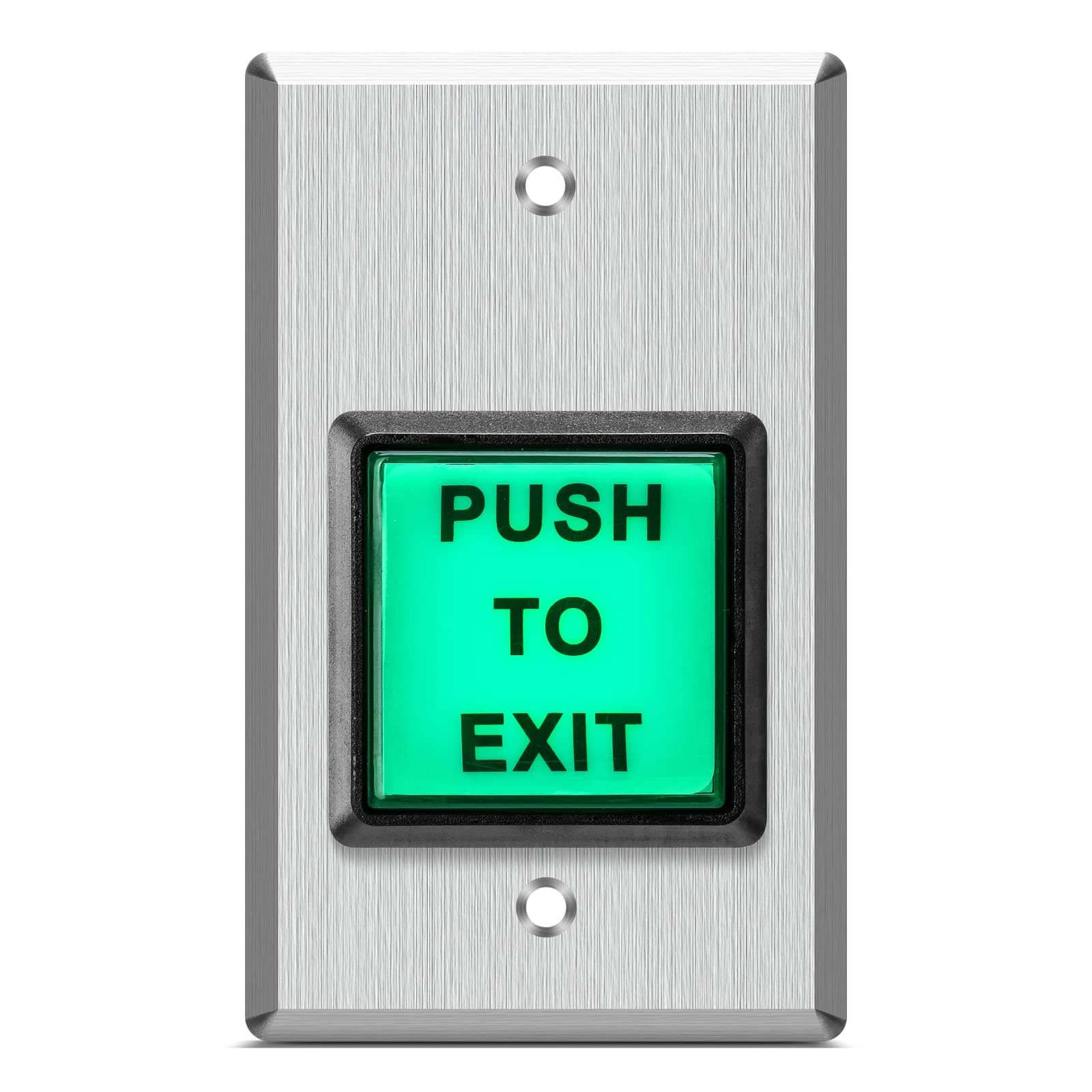 Push to Exit Button, Briidea Indoor Green Square Request to Exit Button with Green LED Square, Made of Stainless Steel, Sturdy & Durable