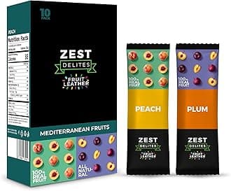 Fruit Snacks by Zest Delites, Fruit Leather, Healthy Snacks for Adults & Kids, Vegan Apple-Based Strips, Dried Strawberry-Peach-Blackberry-Plum Bars, 0.88 oz x 36