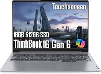 Lenovo ThinkBook 16 Gen 6 Business Laptop (16" FHD+ Touchscreen, Intel 8-Core i5-13420H (> i7-1255U), 16GB DDR5 RAM, 512GB SSD), Thunderbolt 4, Ethernet, Wi-Fi 6, Webcam, Win 11 Pro w/ Copilot, Grey