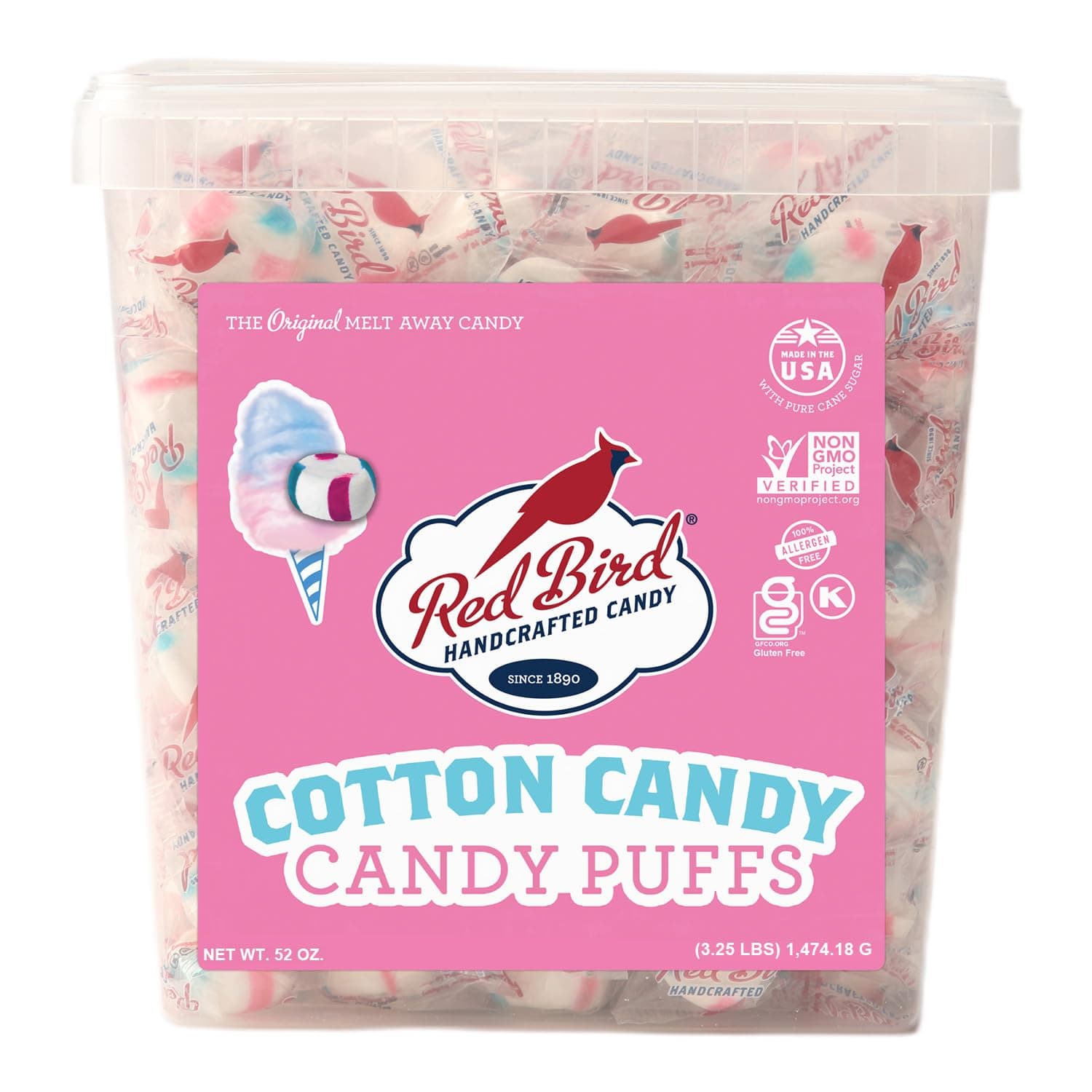 Cotton Candy Flavored Candy, Mints Individually Wrapped, Unique Candy, 52 oz Tub