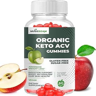 Organic Keto ACV Gummies Advanced Weight Loss - Gluten & Sugar Free Belly Fat Burner Apple Cider Vinegar Diet Supplement for Women Men (1000MG)