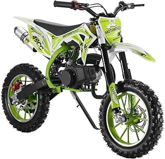 Rutaqian 49cc Kids Ride On Motorcycle, Kids Dirt Bike Gas Power Motorcycle, Children Pocket Motorbike, Motorbike Max Speed 30KM/H for Ages 6-18 Children Green-2