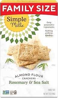 Simple Mills Almond Flour Crackers, Family Size, Rosemary & Sea Salt - Gluten Free, Vegan, Healthy Snacks, 7 Ounce (Pack of 1)