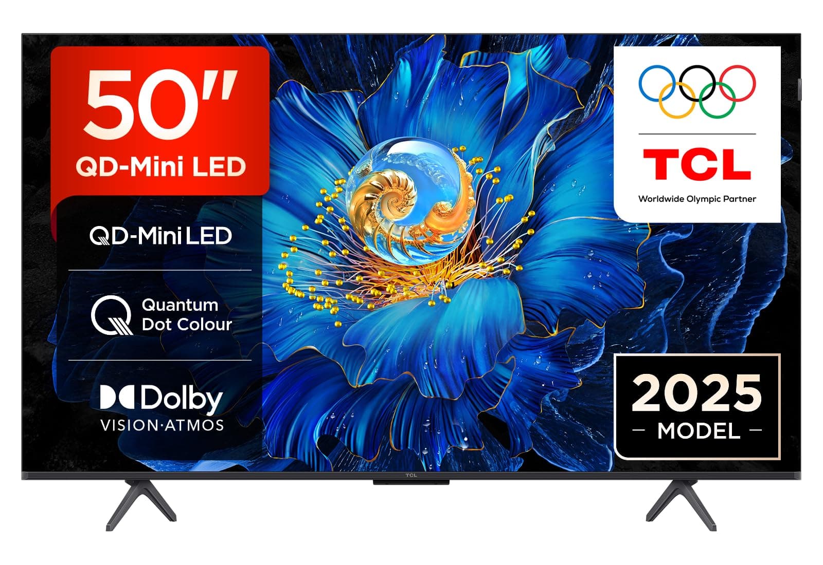 TCL 50C6KS-UK QD-Mini LED TV, 4K HDR Premium, Powered by Google TV (Dolby Vision & Atmos, Hands-Free Voice Control, Apple AirPlay 2 & Alexa，2025 Model)