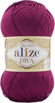 Diva Silk Effect 100% Microfiber Acrylic Yarn 1 Ball skeins 100gr 383yds (326 - Purple)