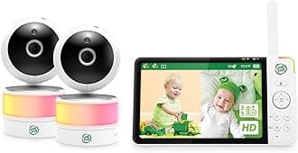LF920-2HD 7" Full Color 360 Degree Pan & Tilt Split-Screen Video Baby Monitor with 2 Cameras and Audio,Color Night Vision, Night Light, Soothing Sounds and Temperature/Humidity Sensor