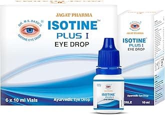ISOTINE PLUS EYE DROP Jagat Pharma Isotine Plus for Serious Problems with goodness of Ayurvedic herbs -Amla, Chandan, Ashwagandha & palash |100% Ayurvedic |1 Box (10ml X 6 eye drops) -AYUSH Certified