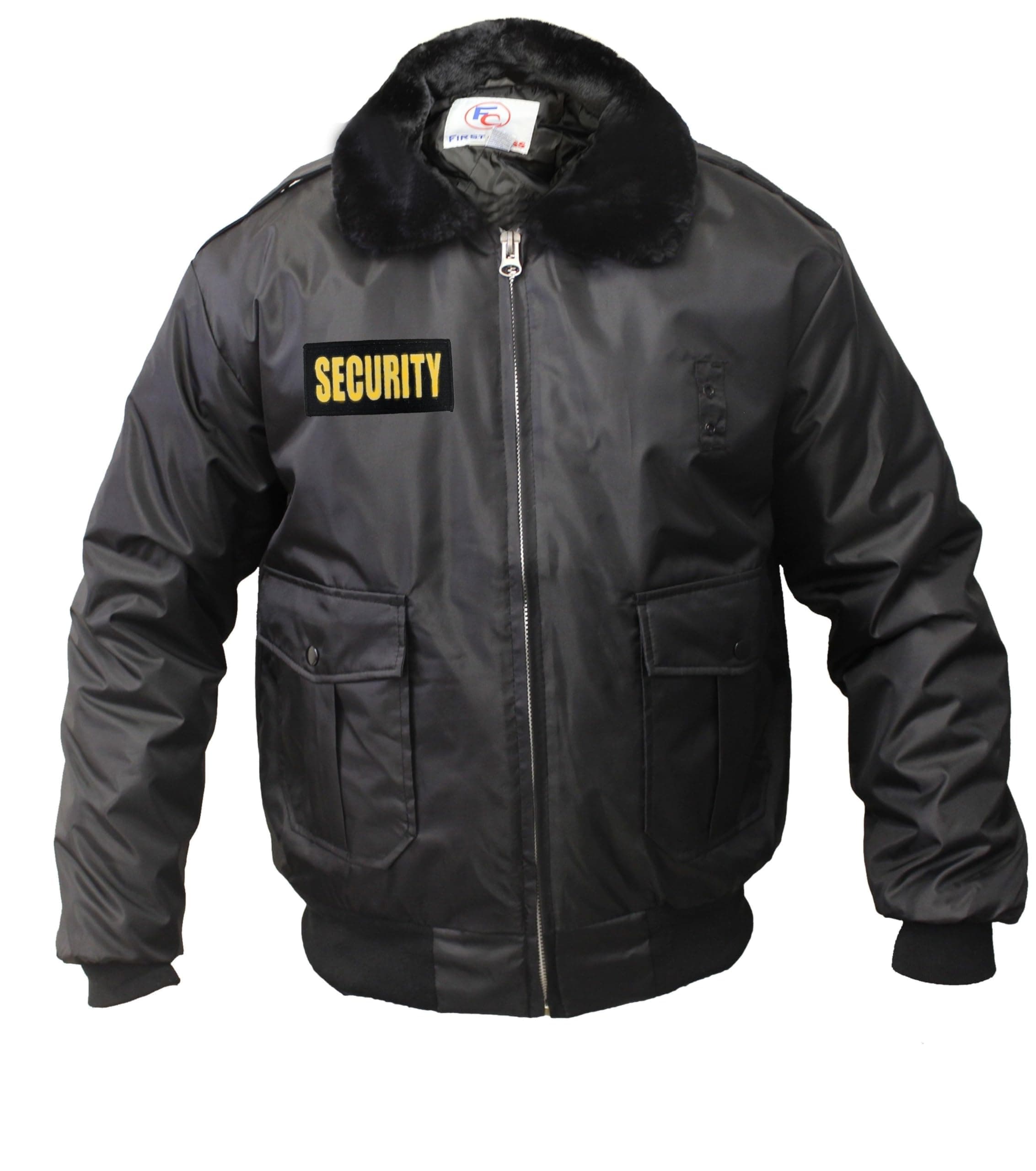First ClassWatch-Guard Bomber Jacket with Reflective Security ID (Black)
