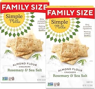 Almond Flour Crackers, Family Size, Rosemary & Sea Salt - Gluten Free, Vegan, Healthy Snacks, 7 Ounce (Pack of 2)