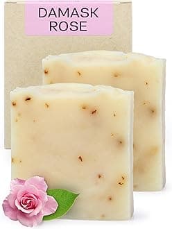 AUTHENTIC BATH & SOAP - Organic Rose Soap Bar X2 - Handmade, Natural Castile Soap Bar Moisturizing Bar Soap for Women Gift, Made with Rose Essential Oil and RoseWater. (2PK) 4.2 Oz Each