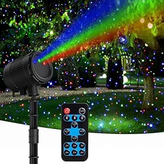 Christmas Laser Projector Lights Outdoor Waterproof Moving RGB 3 Colors Laser Lights with Remote Control Motion Firefly Star Light Show for Holiday House Garden Yard Party Decorations