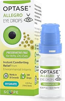 OptaseAllegro Eye Drops for Dry Eyes - Lubricating Drops for Dry, Red, and Itchy Eyes - Relief from Environmental Irritants - Contact Lens Safe - .33 oz, 300 Doses