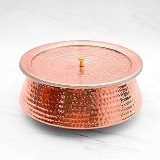 Healthsmith-100% Pure Handcrafted Copper Lagan Handi/Patila With Lid-Best Heat Conductivity-Proven Health Benefits & Harmless-Tin Coated & Lead-Free-Easy To Clean & Maintain-5L,2.25Kg,Red