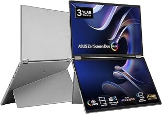 ZenScreen Duo OLED 360° Foldable Portable Monitor (MQ149CD) - Dual 14-inch, 16:10, 1920x1200, DisplayHDR400 True Black, 100% DCI-P3, Delta<2, Dual USB-C, Mini-HDMI, Kickstand, 3 yr Warranty