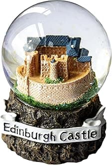 I LUV LTD Scottish Waterball Small Snow Globe with Edinburgh Castle Design, Resin Figurine and Moulded Base