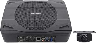 Rockville SS8P 400W 8" Slim Under-Seat Active Subwoofer, High-Level Inputs, Cast Aluminum Enclosure, for Car/Truck Audio Systems