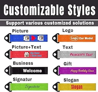 Custom Nylon Racing Tow Strap, Non-Towing Decorative Pull Rope for Cars, SUVs & Off-Road Builds, Personalizable Name, Logo & Graphics for Exterior Styling